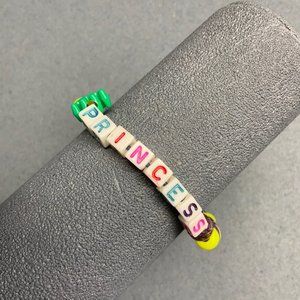 PRINCESS Bead Bracelet Purple Yellow Green Crown Neon Glitter Pony Rainbow Retro